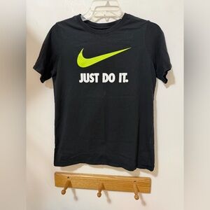 Nike Boy’s Black Tee with Bright Green Swoosh